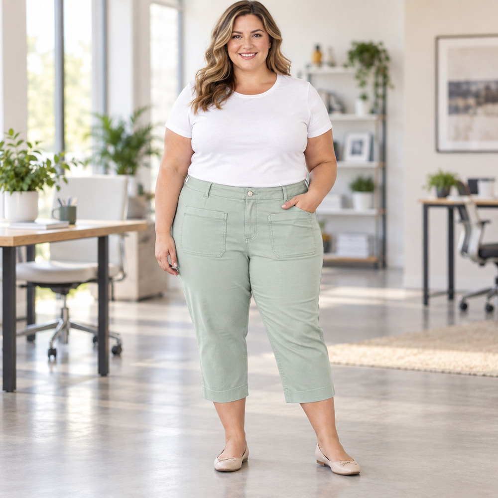 NEW LC Lauren Conrad Wide Leg Crop Pants Women Plus 24W Sage Green High Rise NWT